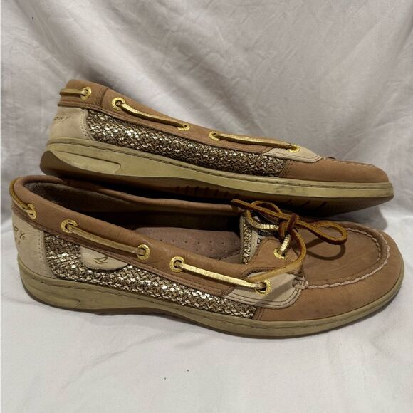 Sperry size 8 Women's angelfish Brown and Gold boat shoe Loafers - Picture 10 of 13